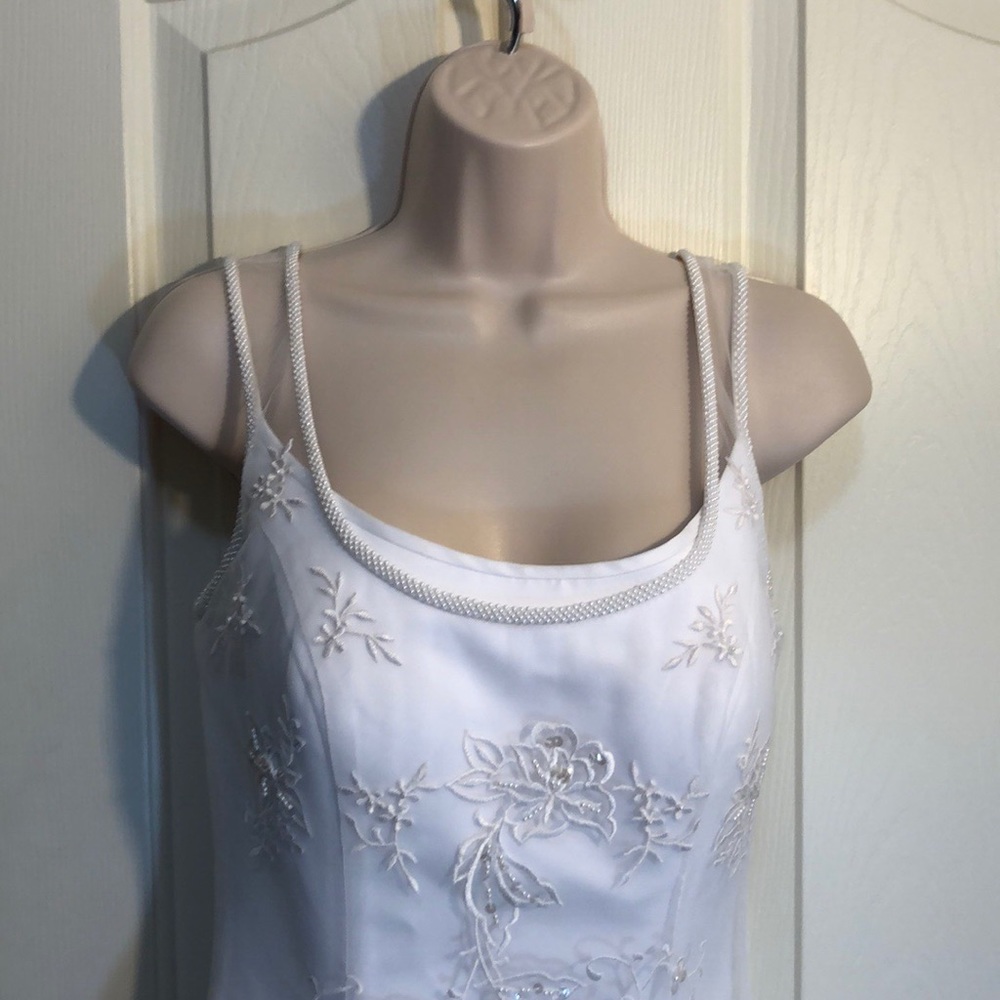 Oleg Cassini Wedding Dress Size 6 Lace Beaded A-Line Bridal Gown w/ Train Bustle - Picture 7 of 8